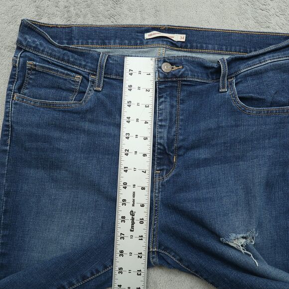 Levi's 720 Jeans Women's 34 Blue High-Rise Super Skinny 29" Inseam Distressed - Picture 8 of 16